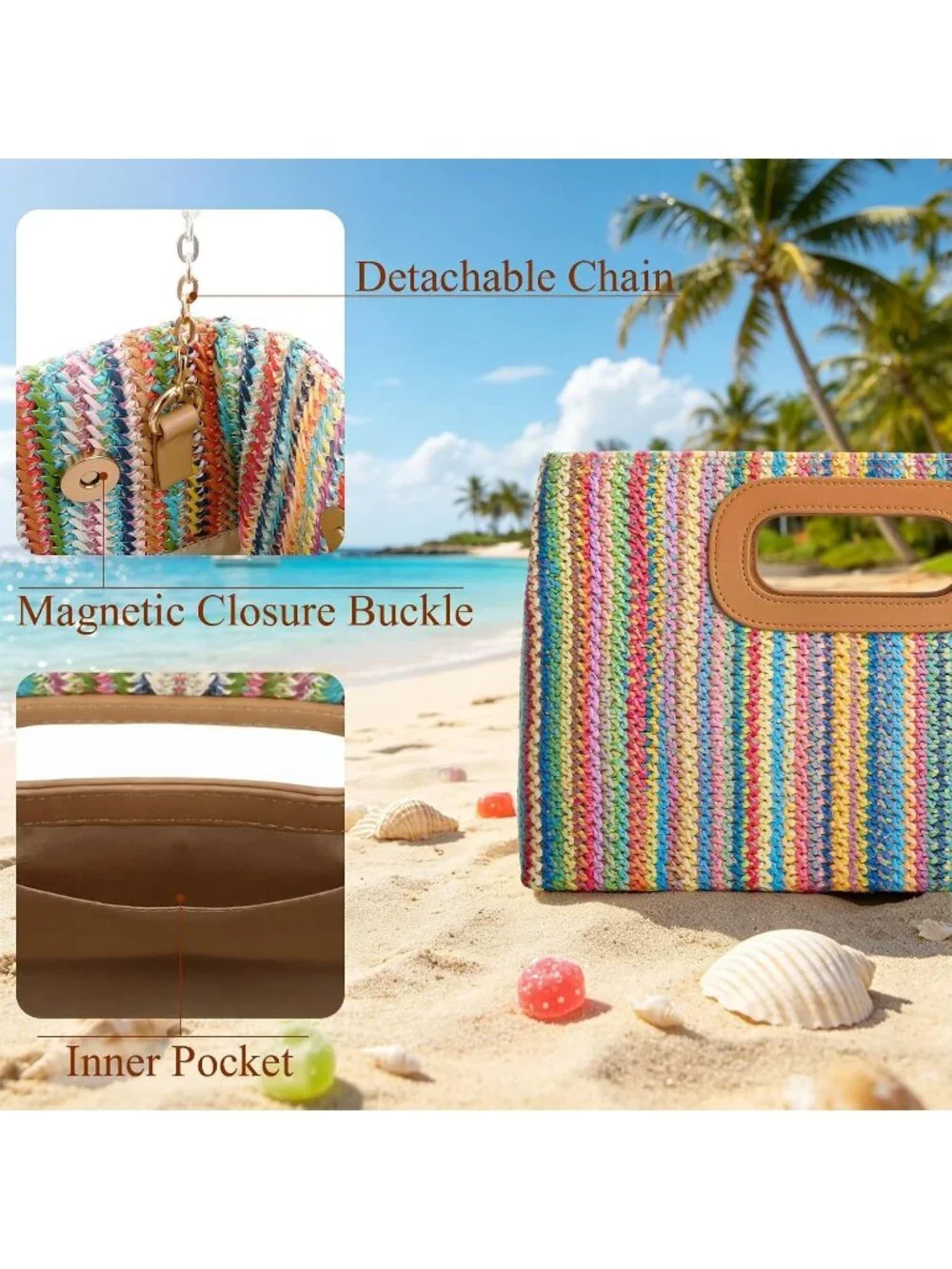 Women's Evening Handbags Clutch Purses for Women with Womens ColDetachable Chain